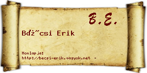 Bécsi Erik névjegykártya